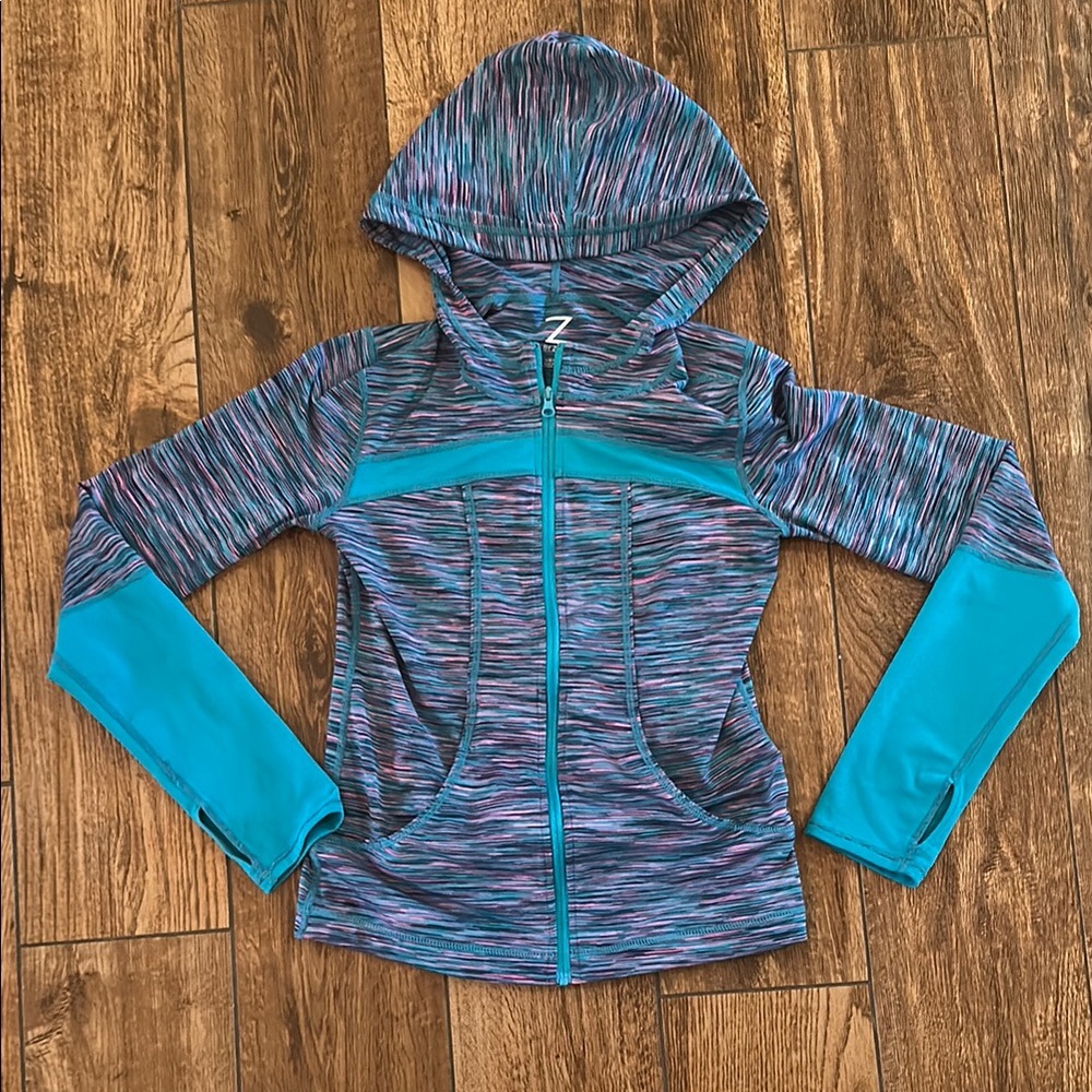 Zella Girl Striped Zip-Up Hoodie